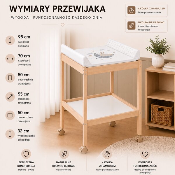 Regal LEA 70 x50 ECO NIELAKIEROWANY - Kółka