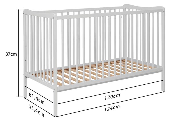Łóżeczko dziecięce 120 x60 GRZEŚ / BIAŁY