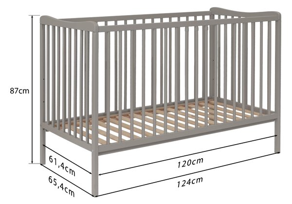 Łóżeczko dziecięce 120 x60 Grześ / TAUPE
