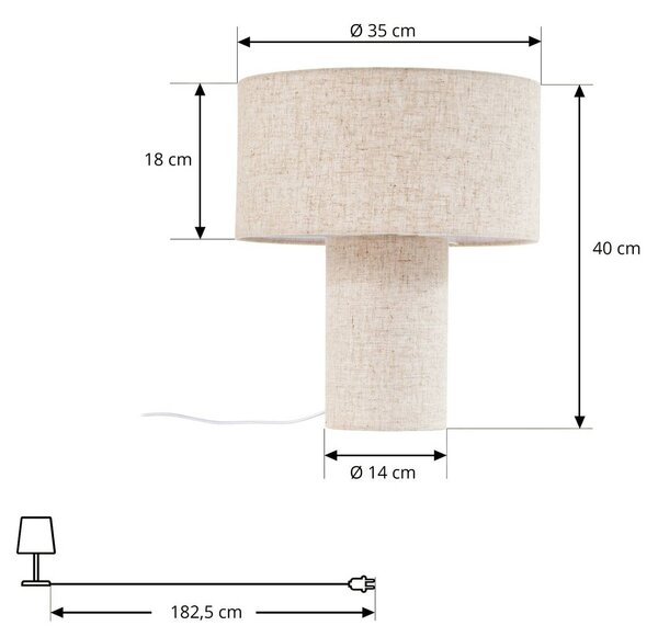 Lampa stołowa Elfie Lindby, kremowy / amber, salon / jadalnia, tkanina / materiał / jedwab, skandynawski