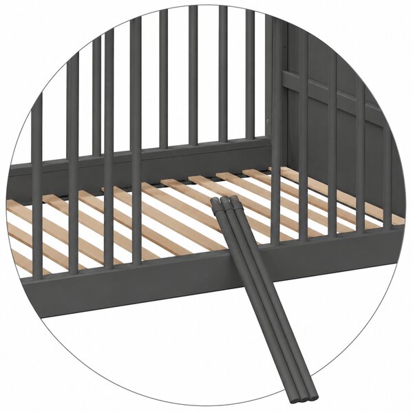 Łóżeczko Dziecięce -Tapczan 120x60 Bukowe 2w1 NELLY SZARE