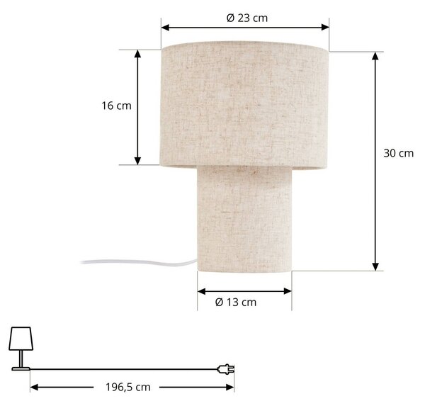 Lampa stołowa Elfie Lindby, kremowy / amber, salon / jadalnia, tkanina / materiał / jedwab, skandynawski