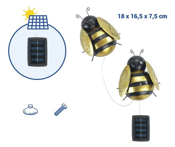 Lampki solarne pszczoły LED, dekoracja ogrodowa, zestaw 2 szt