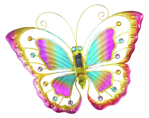 Ozdoba ogrodowa na ścianę, motyl solarny LED, 54 x 40 cm