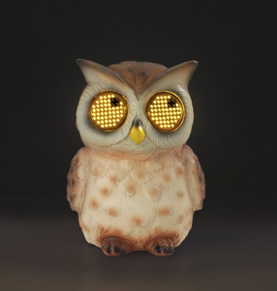 Figurka ogrodowa solarna, sowa z mrugającymi oczami LED, 13 cm
