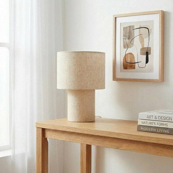 Lampa stołowa Elfie Lindby, kremowy / amber, salon / jadalnia, tkanina / materiał / jedwab, skandynawski
