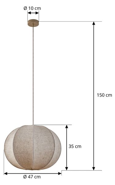 Lampa wisząca Elfie Lindby, możliwość ściemniania, kremowy / amber, salon / jadalnia, tkanina / materiał / jedwab, skandynawski