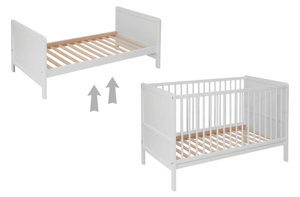 Łóżeczko Dziecięce Tapczan 120x60 Bukowe 2w1 NELLY Biale