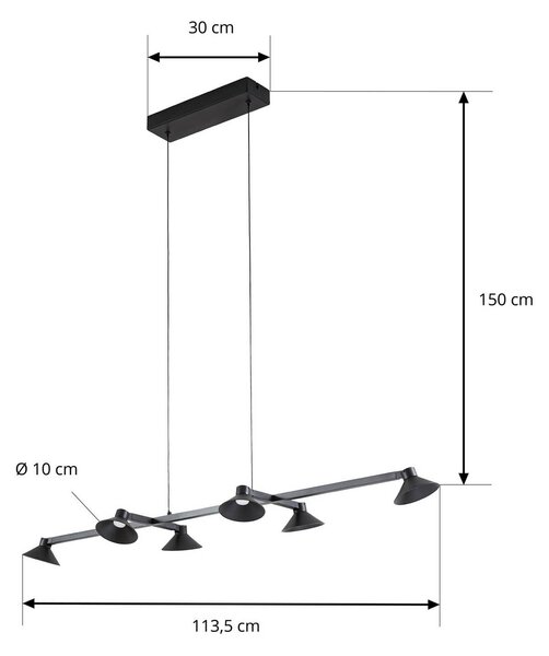 Lampa wisząca Steve Lucande, możliwość ściemniania, czarny, salon / jadalnia, metal, nowoczesny