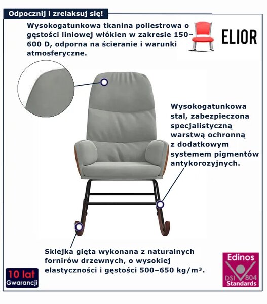 Jasnoszary bujany fotel do salonu E9-T50