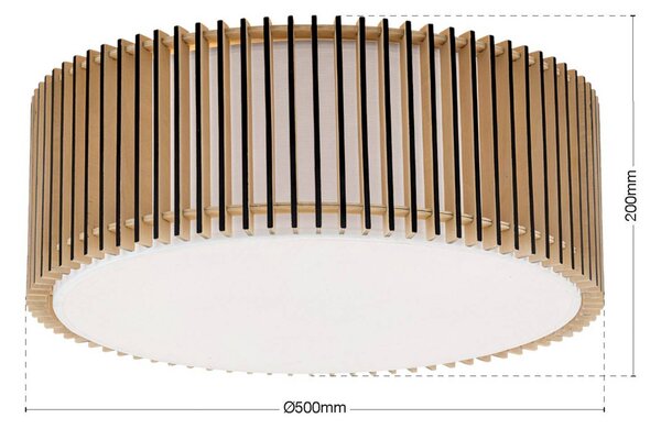 ORION Lampa sufitowa Tarta, możliwość ściemniania, jasne drewno, salon / jadalnia, drewno