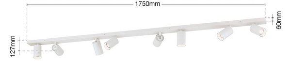ORION Reflektor sufitowy Sean, biały, 8-punktowa, stal, aluminium, GU10 możliwość ściemniania, biały / opal, salon / jadalnia, aluminium, nowoczesny