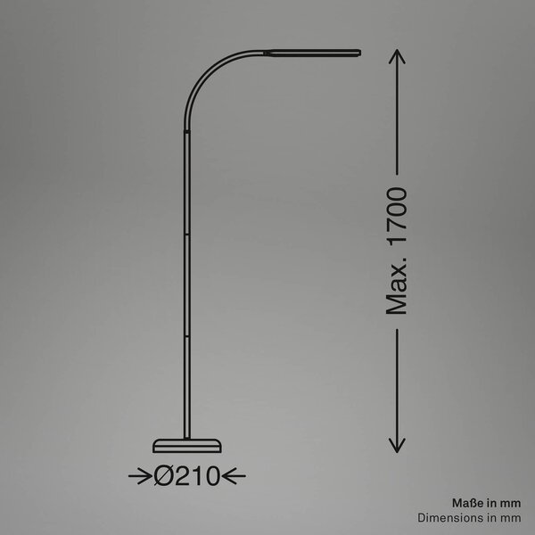 Briloner Lampa stojąca LED Mura, możliwość ściemniania, czarny, salon / jadalnia, tworzywo sztuczne, nowoczesny