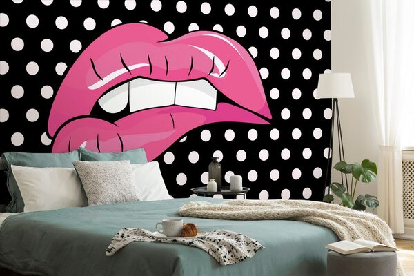 Tapeta pop-artowe różowe usta