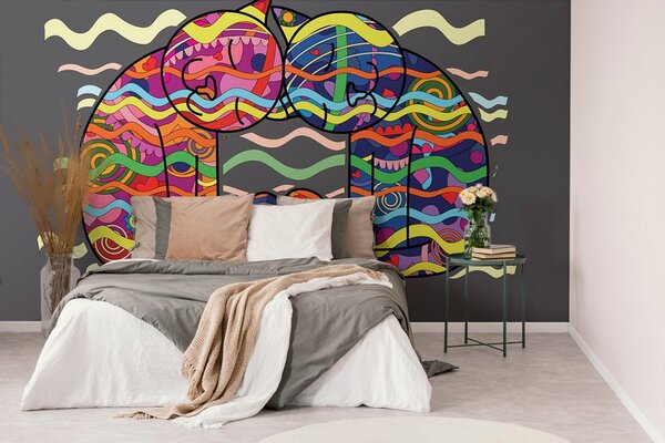 Tapeta zakochane koty w pop art stylu
