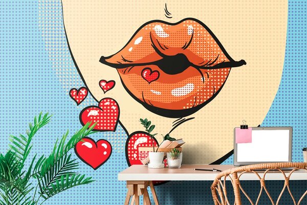 Tapeta słodki pocałunek pop-art