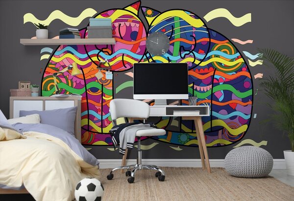 Tapeta zakochane koty w pop art stylu