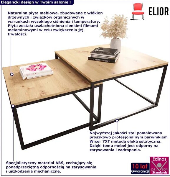 Nowoczesny zestaw 2 stolików kawowych dąb artisan B9-P28
