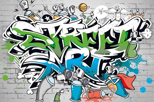 Tapeta wesoły Street Art napis sprejem