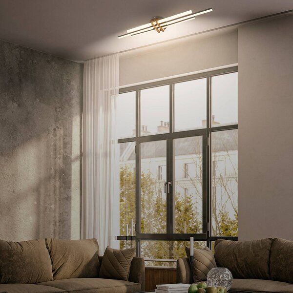 Briloner Lampa sufitowa LED Tinka, jasne drewno, salon / jadalnia, metal, nowoczesny