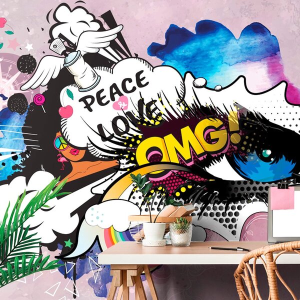 Tapeta niebieskie graffiti oko