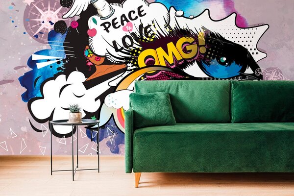 Tapeta niebieskie graffiti oko