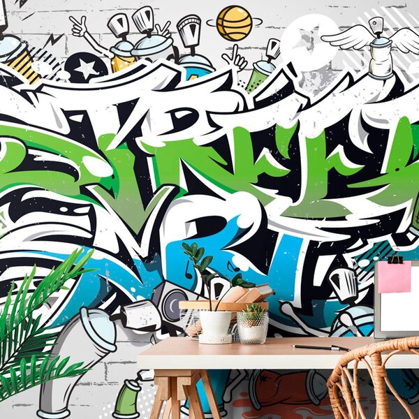 Tapeta wesoły Street Art napis sprejem
