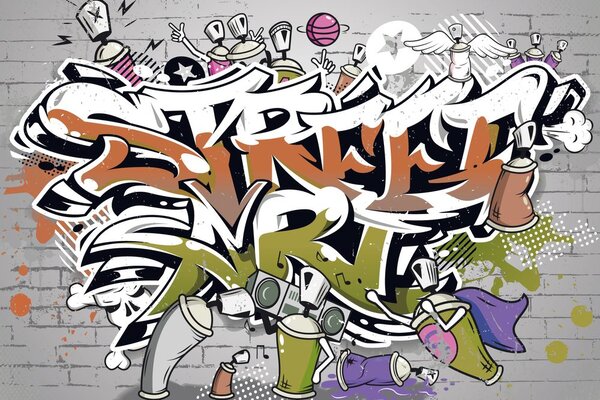 Tapeta pomarańczowy Street Art napis sprejem