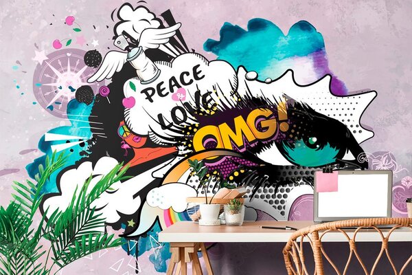 Tapeta zielone graffiti oko