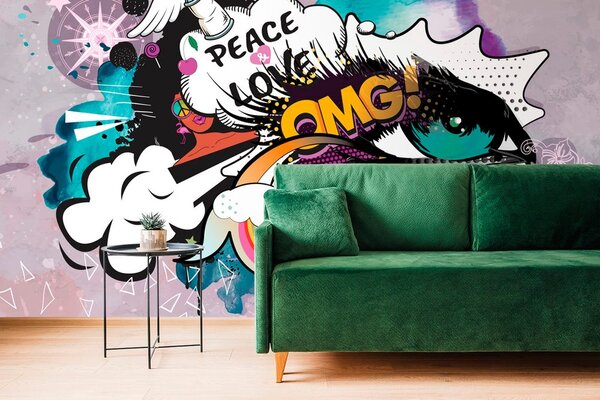 Tapeta zielone graffiti oko