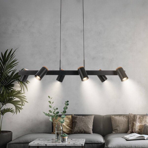 Briloner Lampa wisząca Duta, możliwość ściemniania, czarny, salon / jadalnia, metal, nowoczesny