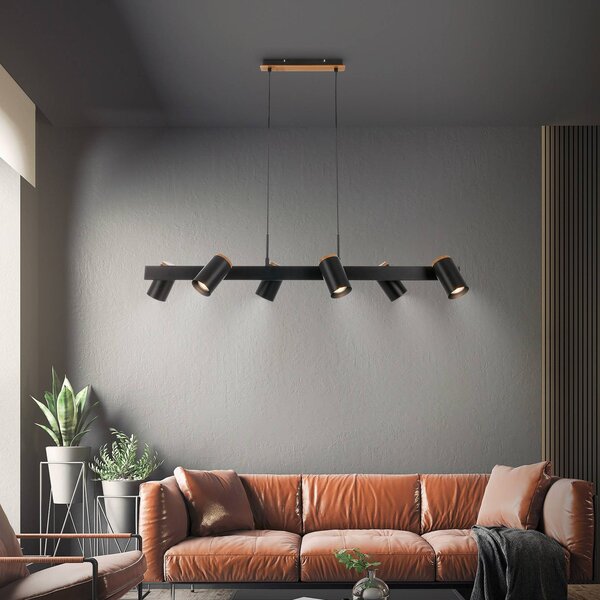 Briloner Lampa wisząca Duta, możliwość ściemniania, czarny, salon / jadalnia, metal, nowoczesny