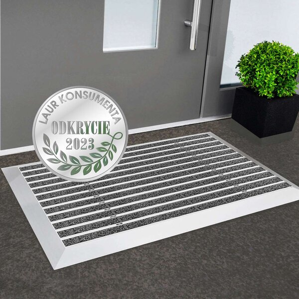 Clean ECO Ryps 40 x 60 cm - ekologiczna wycieraczka aluminiowa czarny 12 mm Profil najazdowy