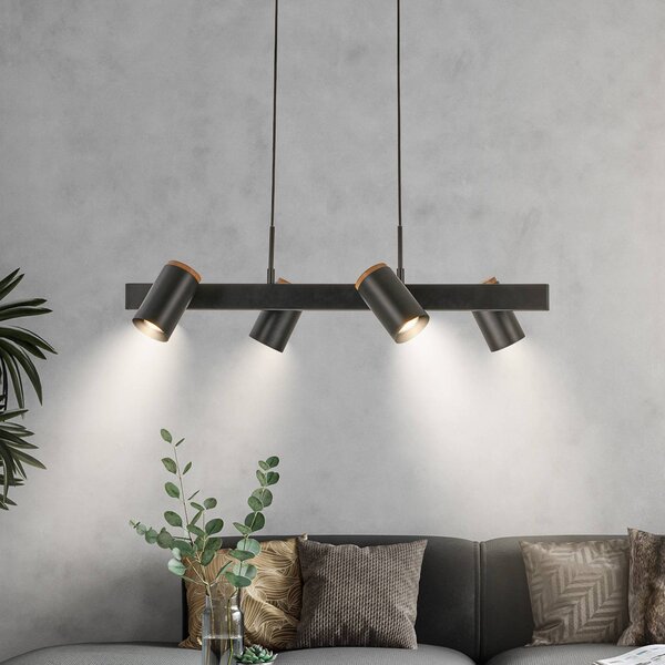 Briloner Lampa wisząca Duta, możliwość ściemniania, czarny, salon / jadalnia, metal, nowoczesny