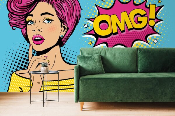 Tapeta dama w pop art stylu - OMG!