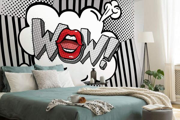 Tapeta stylowy szary pop art - WOW!