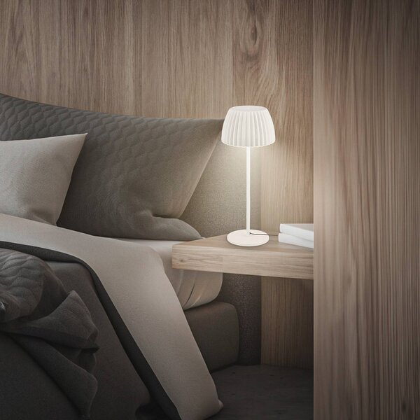 Briloner Lampa stołowa LED Loca, możliwość ściemniania, biały / opal, salon / jadalnia, metal, nowoczesny