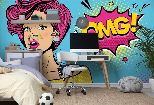 Tapeta dama w pop art stylu - OMG!