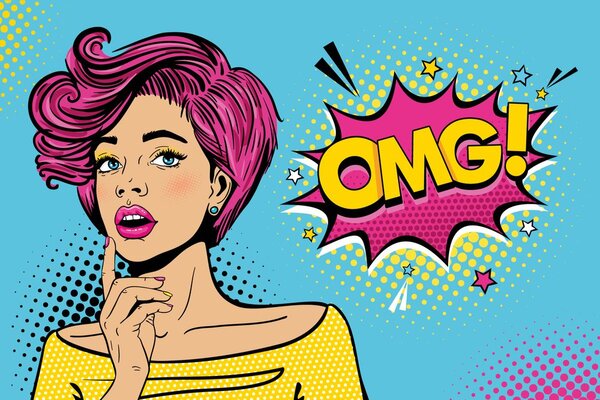Tapeta dama w pop art stylu - OMG!