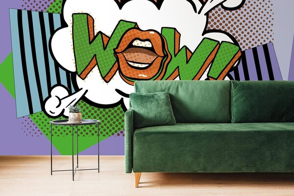 Tapeta stylowy fioletowy pop art - WOW!