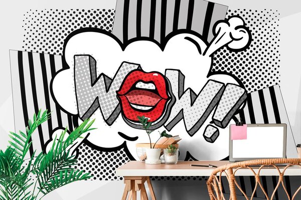 Tapeta stylowy szary pop art - WOW!