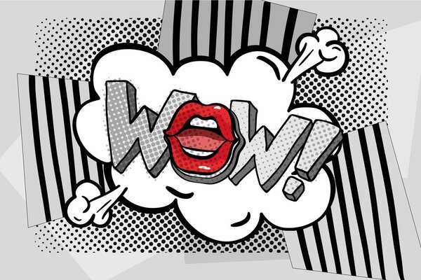 Tapeta stylowy szary pop art - WOW!