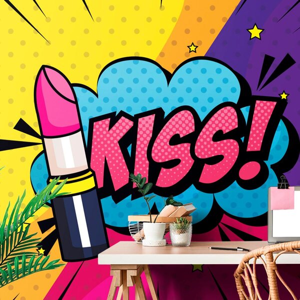 Tapeta pop art pomadka - KISS!