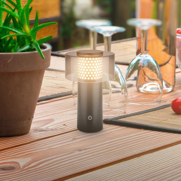Briloner Lampa stołowa LED z akumulatorem Brilo unplugged Gila, złota/czarna 21 cm możliwość ściemniania, czarny, metal, nowoczesny