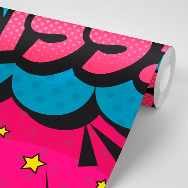 Tapeta pop art pomadka - KISS!