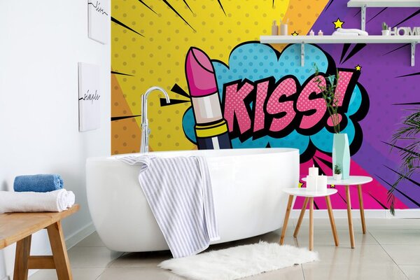 Tapeta pop art pomadka - KISS!