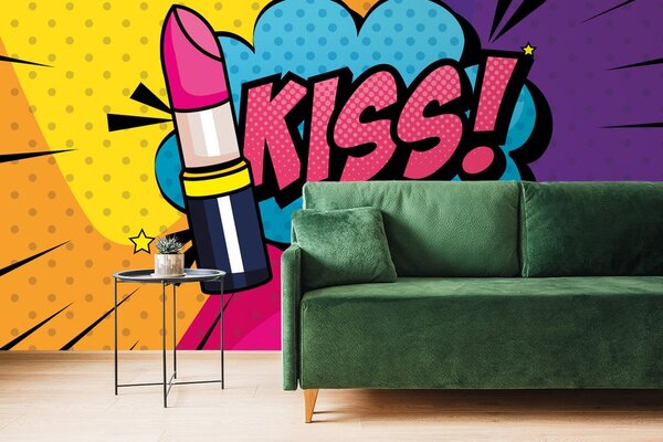 Tapeta pop art pomadka - KISS!
