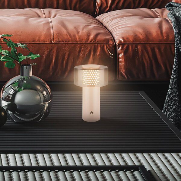 Briloner Lampa akumulatorowa LED Brilo unplugged Gila, antracyt/beżowa 21 cm możliwość ściemniania, kremowy / amber, metal, nowoczesny