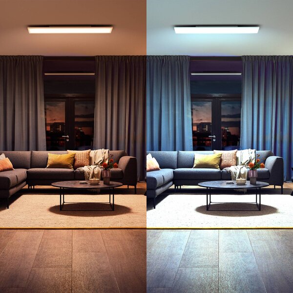 Philips Hue Inteligentna lampa sufitowa Aurelle, możliwość ściemniania, biały / opal, salon / jadalnia, metal, nowoczesny