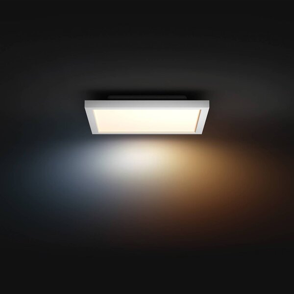 Philips Hue Inteligentna lampa sufitowa Aurelle, możliwość ściemniania, biały / opal, salon / jadalnia, aluminium, nowoczesny